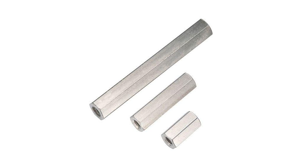 Threaded Standoff, M3 Thread, 40mm Body, Brass, Female/Female, Pack of 5 pieces